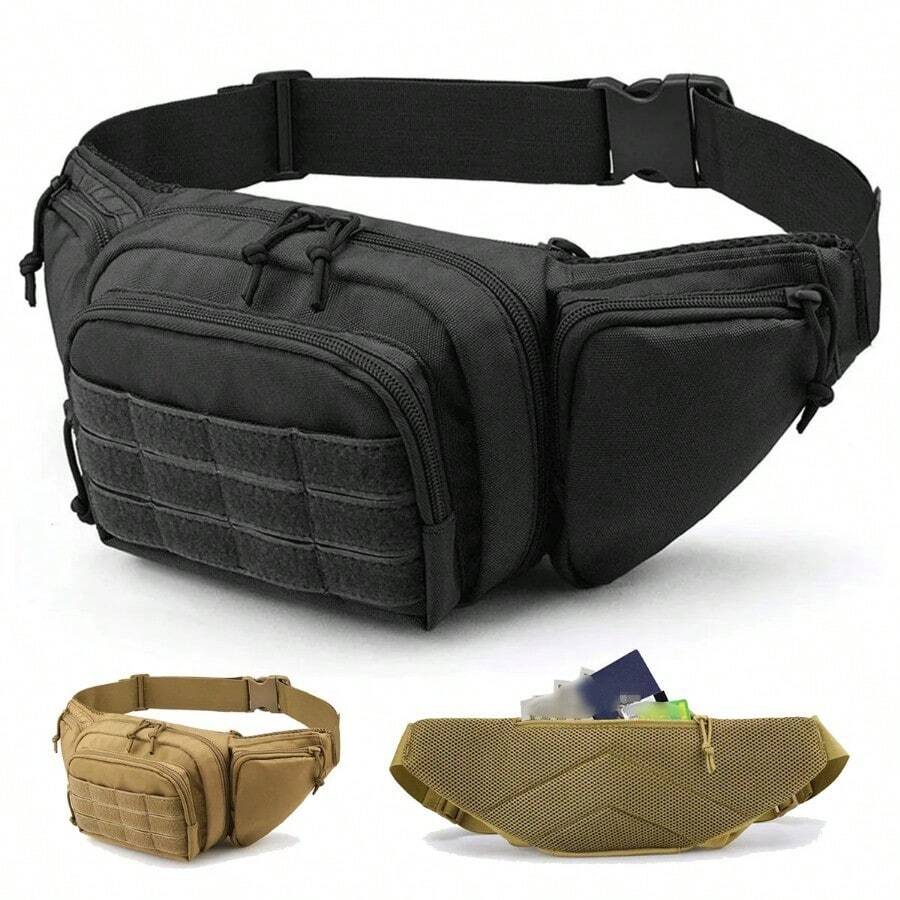 Men Waist Fanny Pack Belt Bag Motorcycle Rider Sports Climb Camping Nylon Male Tool Sling Chest Hip Bum Bag Gear