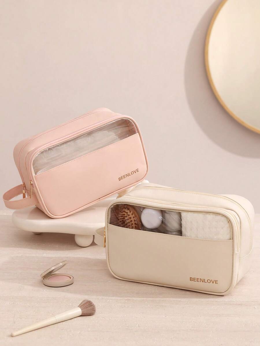 1Pc PU Transparent Toiletry Bag, Minimalism Waterproof Wash Bag With Zipper, Skin Friendly Solid Color Makeup Storage Bag, Portable Stylish Travel Toiletry Bag, Multi-Functional Cosmetic Bag, Large Capacity Clear Bag, Simple Cute Zipper Storage Bag Handheld, Beach Bag, Beach Tote Inner Bag, Gift For Summer, Anniversary, Valentine's Day, Vacation, Business Trip, Daily Use, Holiday, Back To School New Style In 2025.