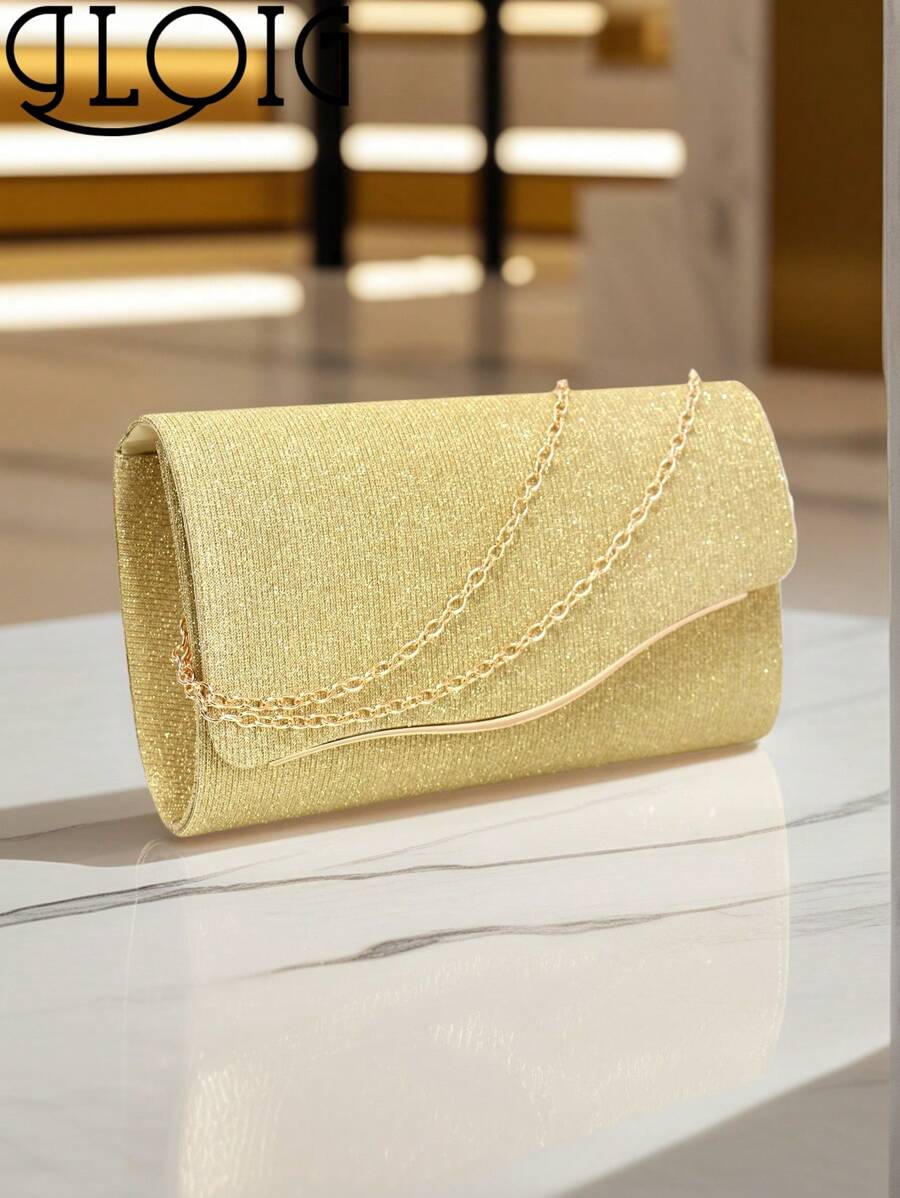 Bolso de embrague de plata para el Día de San Valentín, diseño en V con cadena metálica, con brillo y lentejuelas, bolso de fiesta para eventos, bodas y cenas, bolso de mano casual para dama