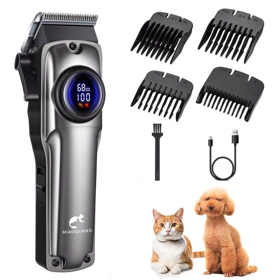 Kit de toilettage pour chiens, tondeuses, faible bruit, électrique silencieux, rechargeable, sans fil, kit de tondeuses pour poils épais d'animaux de compagnie, convient aux chiens, chats et autres animaux de compagnie