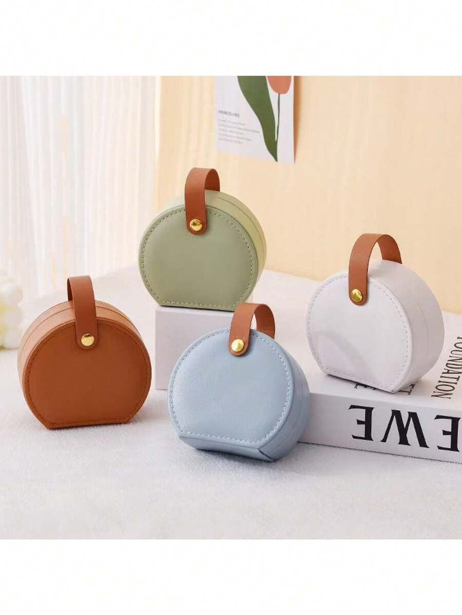 1pc Exquisite Jewelry Box, Creative Portable Ring, Ear Studs, Necklace And Earring Travel Jewelry Organizer, Simple Style.