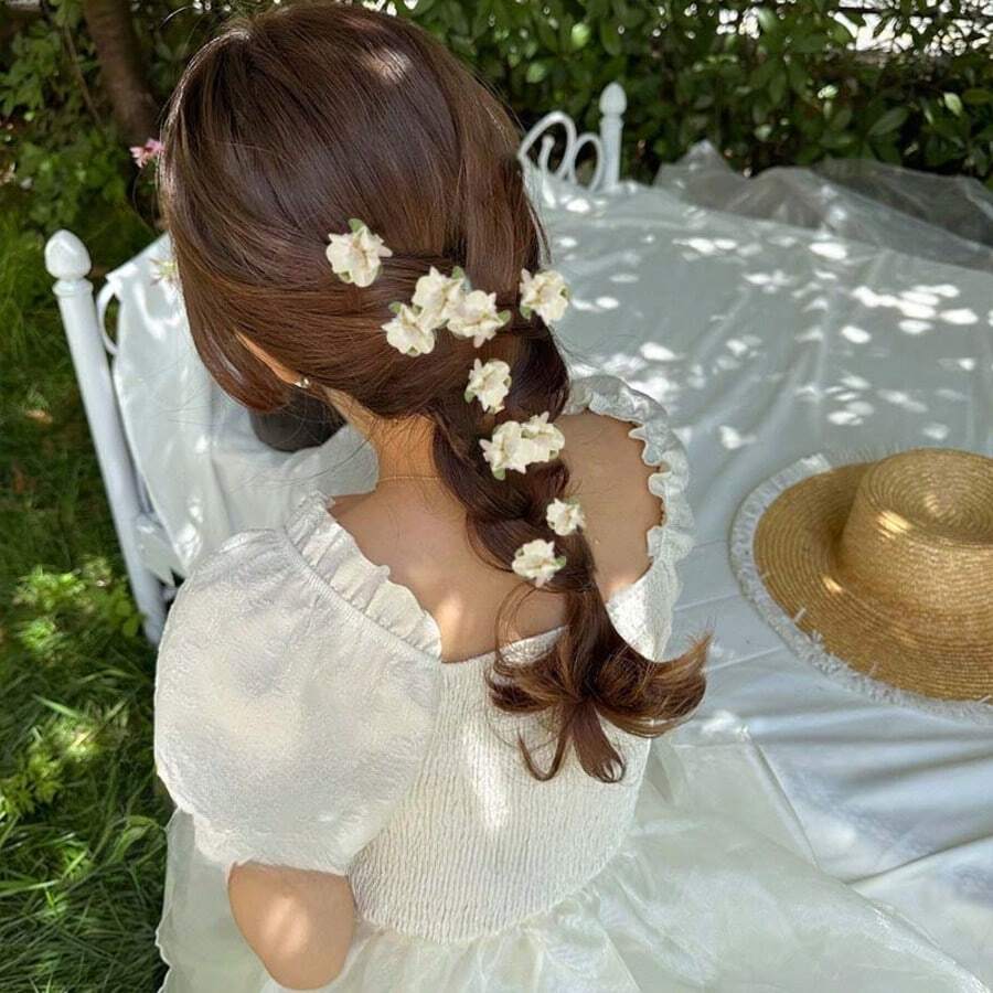 10pcs/1set Ambience Seaside, Beach, Sweet Hairpin, Sweet Forest, Flower Hairpin, Mini Small Side Clip, Cute Flower Side Clip, Bangs, Alligator Hair Clip, Hairpin Hair Clips Claw Clips Hair Barrettes