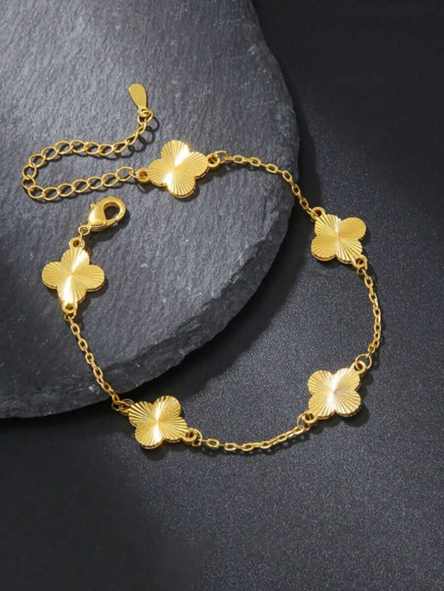 1pc Elegant Stainless Steel Silver-Color Non-Fading Heart Pendant Bracelet, Perfect For Valentine's Day, Anniversary, And Daily Fashion Wear