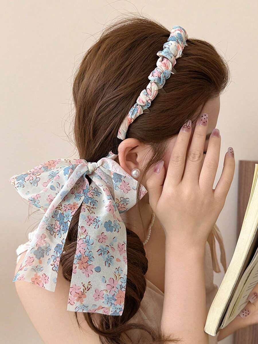 Ländlicher Stil Blumenband mit Zähnen Haarband, Frisur für Highschool Mädchen, hochgelegtes Haar geflochtenes Haarband, süß und vielseitig, Haraccessoire für den Sommer, Schleifen-Accessoires, Haarband für Frauen, Haraccessoires
