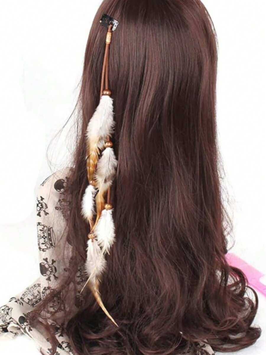 Fascia per capelli da donna in stile boho con piume, bandana stile hippie con piume come accessorio per capelli di moda