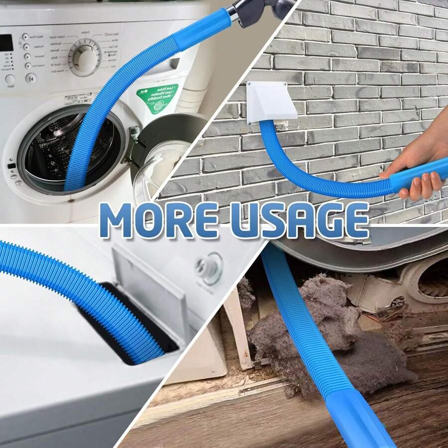 طقم تنظيف فلتر مجفف الملابس (محول لمكنسة كهربائية) - تصميم مدمج متعدد الاستخدامات مع جامع الوبر، غسالة ضغط عالي، وخرطوم شفط، يقوم بإزالة بسرعة تجمع الوبر في فلتر التهوية