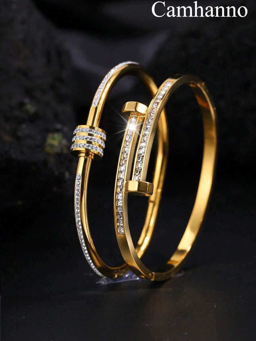 Camhanno 2pcs Fashionable And High-End Stainless Steel Double Headed Hammer Bracelet Sets (Male And Female Gifts) Are Perfect Gifts For Friends/Valentine's Day, Christmas Gifts