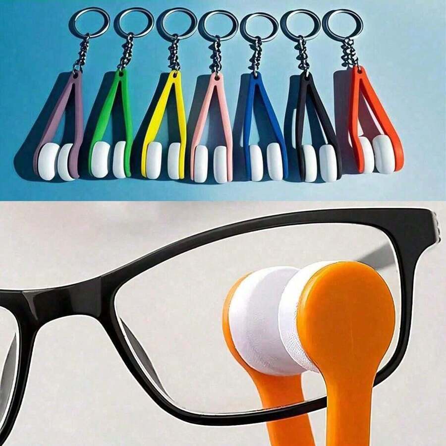 1/5PCS Multifunctional Portable Ultra-Fine Fiber Cloth Glasses Eraser, Can Be Hung On The Keychain With Glasses Cleaning Brush, Used To Remove Dust And Mist On Glasses, Keeping Your Glasses Clean