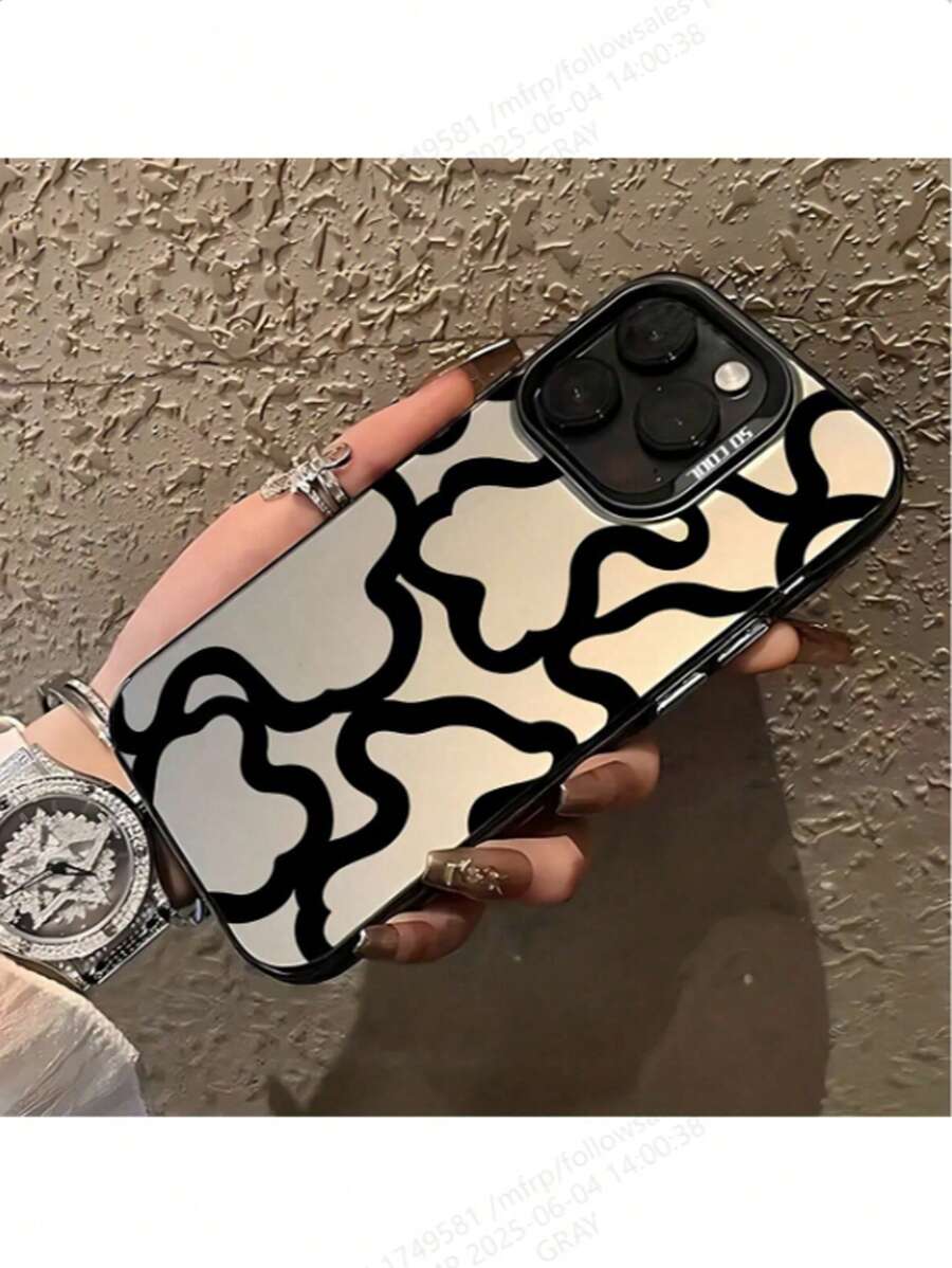 Black Line Pattern Design Phone Case Compatible With IPhone 16, 15, 14, 13, 12, 11 Pro Max, X, XR, XS Max, 8, 7 Plus, Shock-Absorbing Matte Back Cover Suitable For Series