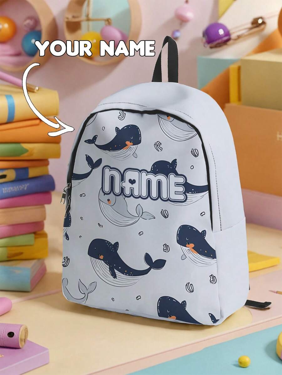 1pc Customized Name Printed Backpack, Can Be Customized According To Your Unique Design, Suitable For Children And Teenagers, Print Your Own Name Or Your Sibling/Classmates Name As A Gift