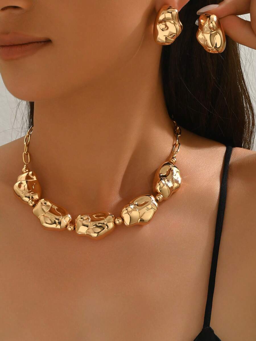 3 Stücke modisches, minimalistisches, elegantes, vielseitiges neues Design CCB Halskette Set im europäischen Stil