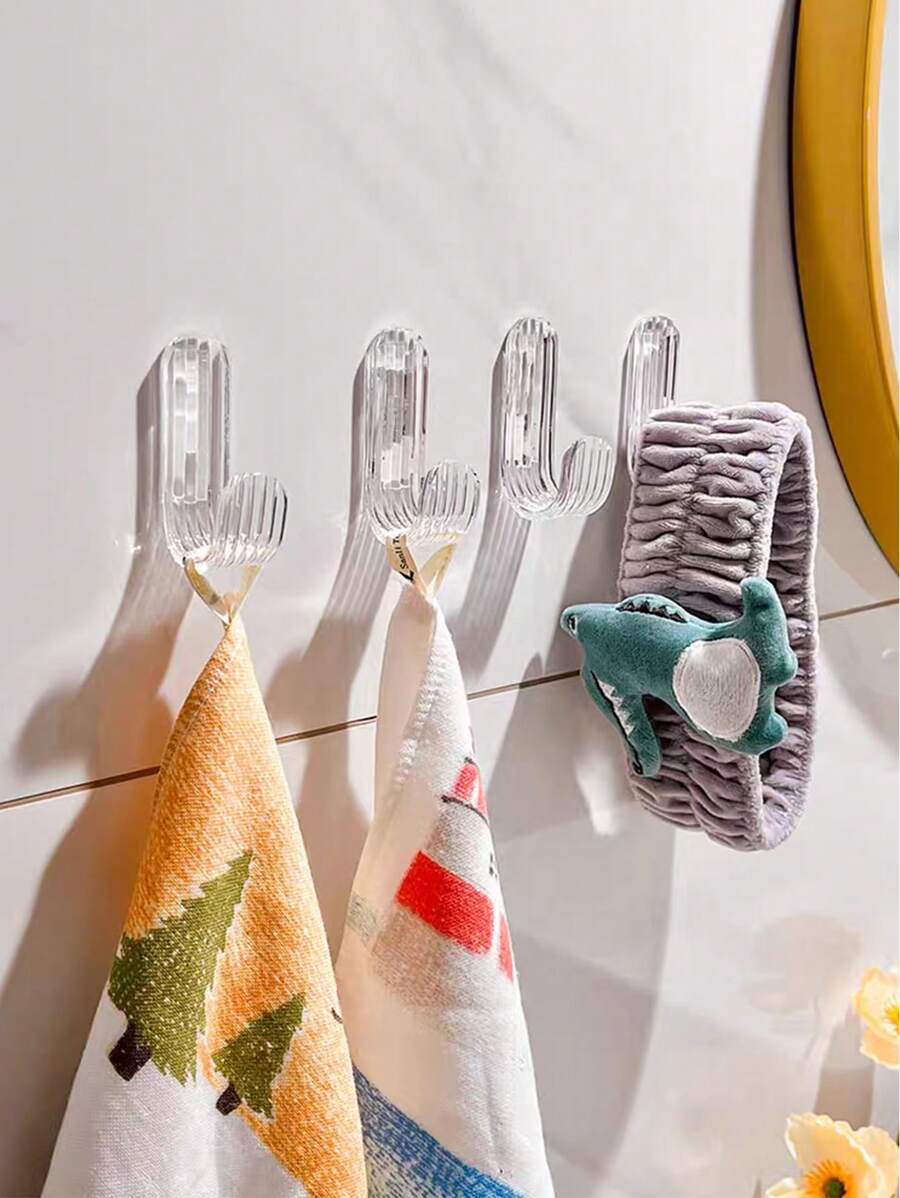 Transparente gestreifte Gletscher-Muster Klebehaken, starker Klebestreifen für wandmontierte Haken ohne Bohren, Handtuch-/Luffahalter für Badezimmer/Küche/Wohnzimmer/Schlafzimmer/Vorhänge/Kleiderschrank, 4er/8er/12er Pack