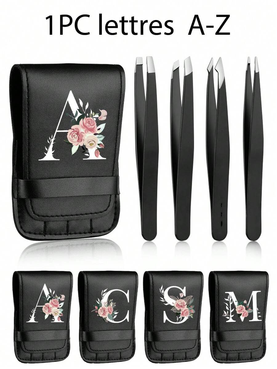 Black Eyebrow Tweezers Set, Letters A-Z Are Precision Stainless Steel Eyebrow Tweezers. They Are Crucial For Daily Beauty, Suitable For Eyebrow, Facial Hair, Hair Cutting, And Internal Hair Removal, Including Storage Bags, Suitable For Both Men And Women. They Are Also Sophisticated Hair Removal Devices, Diagonal Eyebrow Clips, And Makeup Removal Tools