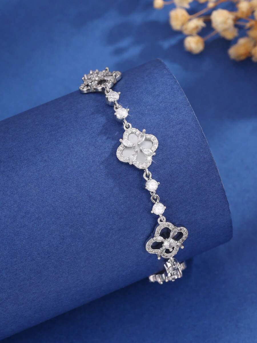 1 pièce Bracelet délicat à perles de trèfle, bijou de mode polyvalent et de luxe pour femmes