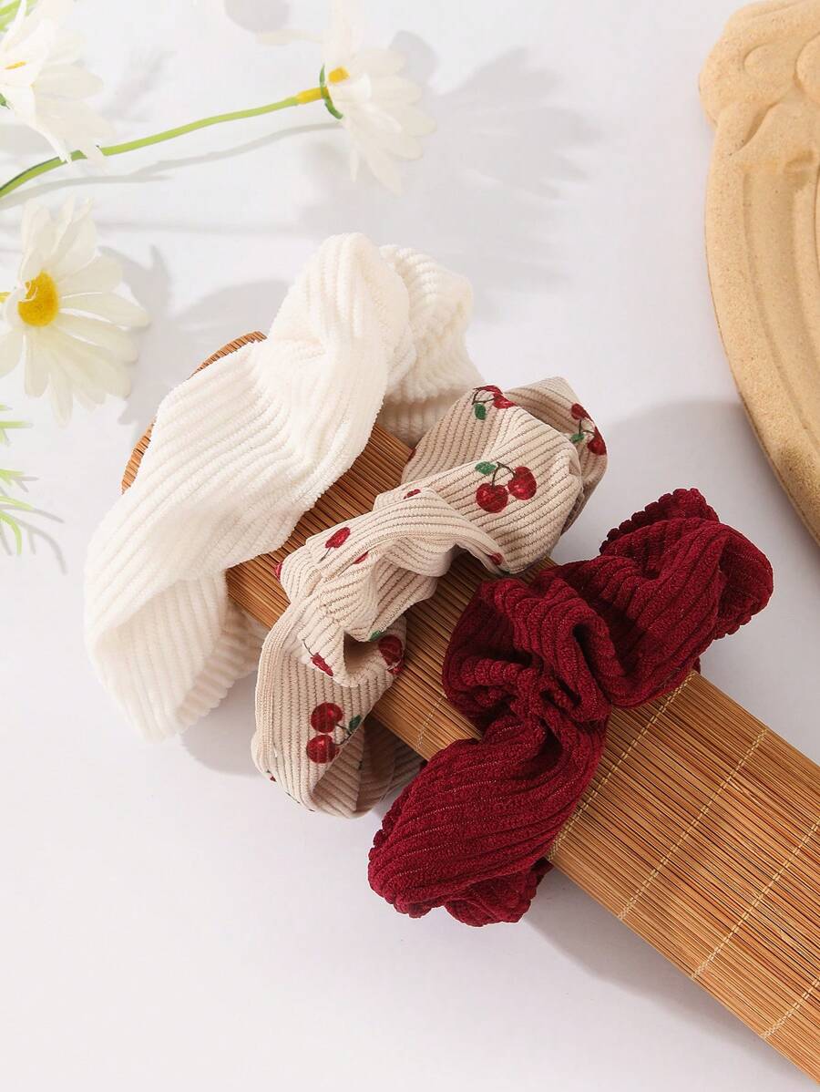 3 Stücke/Set Originaler floraler Muster Lässig Sommer, Scrunchies Haare, Haargummis, Haarschmuck, Haargummis für Pferdeschwanz, Haargummis