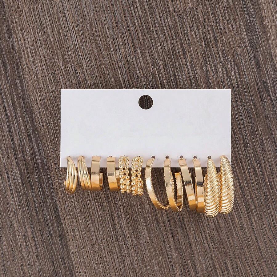 1 Set Of 6 Pairs Fashionable Women's Earring Set, Zinc Alloy Material With Stainless Steel Posts, No Plating, Hypoallergenic, Suitable For Daily Wear And Vacation, Jewelry Set Designed Specifically For Women
