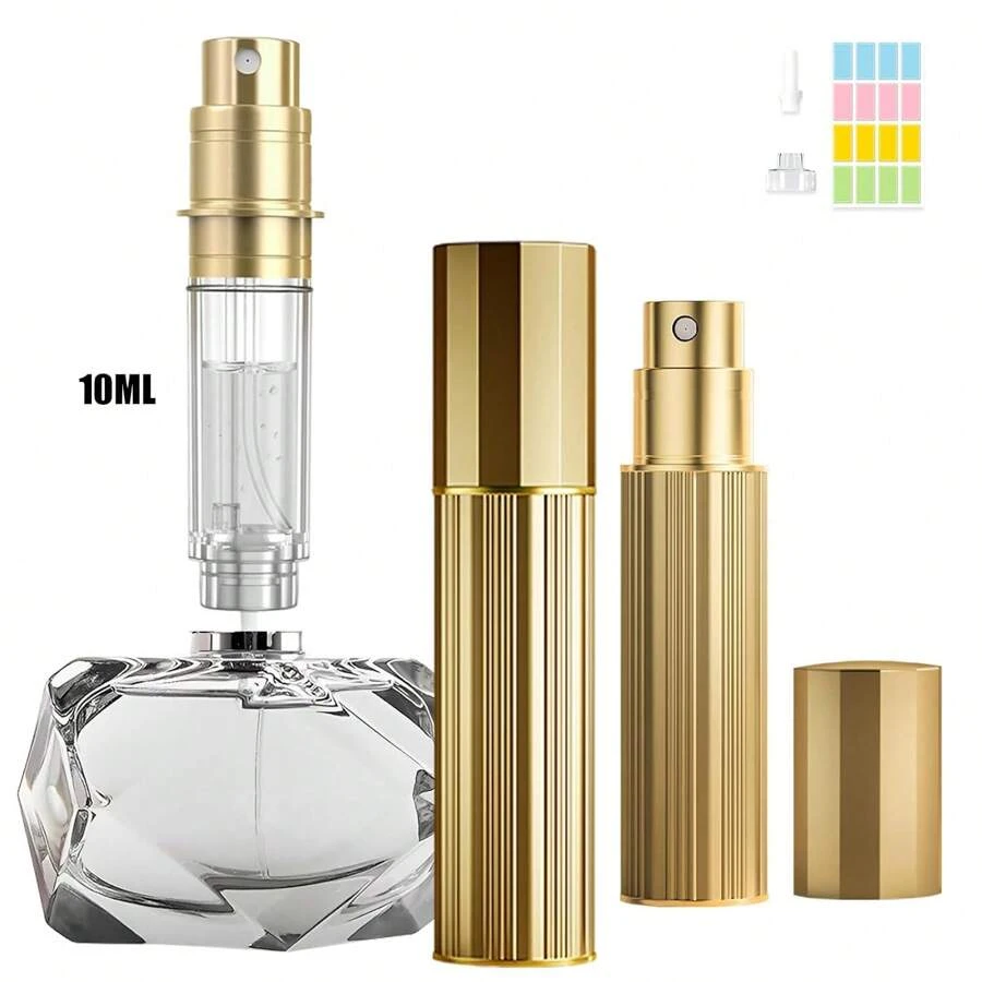 Squway 1PCS 10ml Travel Perfume Atomizer Refillable, Bottom-Filling, Portable Fragrances Cologne Spray Bottle Empty, 0.34oz Travel Sprayer Perfume For Women, Men, Gift (Gold)