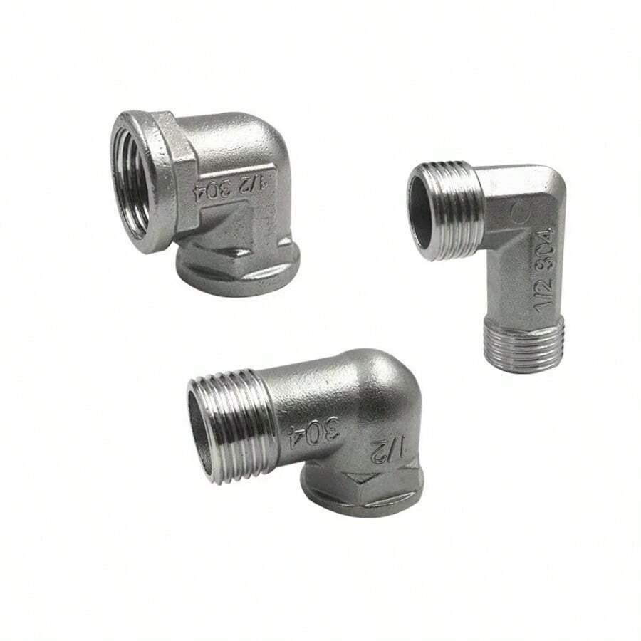 1/2/Pcs 304 Stainless Steel G1/2 Interface Internal & External Thread Elbow, 90 Degree Internal & External Thread Elbow, Reducing Elbow, Plumbing Fittings, Stainless Steel Fittings For Home, Industry, Automobile And Garden Quick Connect Adapters