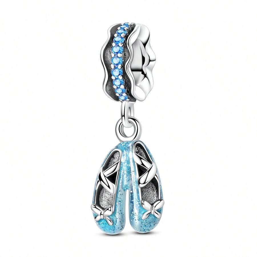 1 pièce Charm pendentif de ballerine bleu émaillé élégant de couleur argent. Adapté pour la conception de bracelets, colliers et autres bijoux. Cadeau d'anniversaire et de la Saint-Valentin pour les femmes et les amoureux