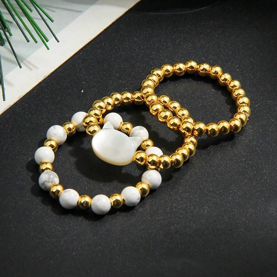 3 Peças/Conjunto Anéis Elásticos Femininos, Anéis Empilháveis de Gato Fofos, Perfeito para Encontros, Festas, Férias, Reuniões Familiares, Dia dos Namorados, Dia das Mães, Aniversário, Presente para Amigos e Família