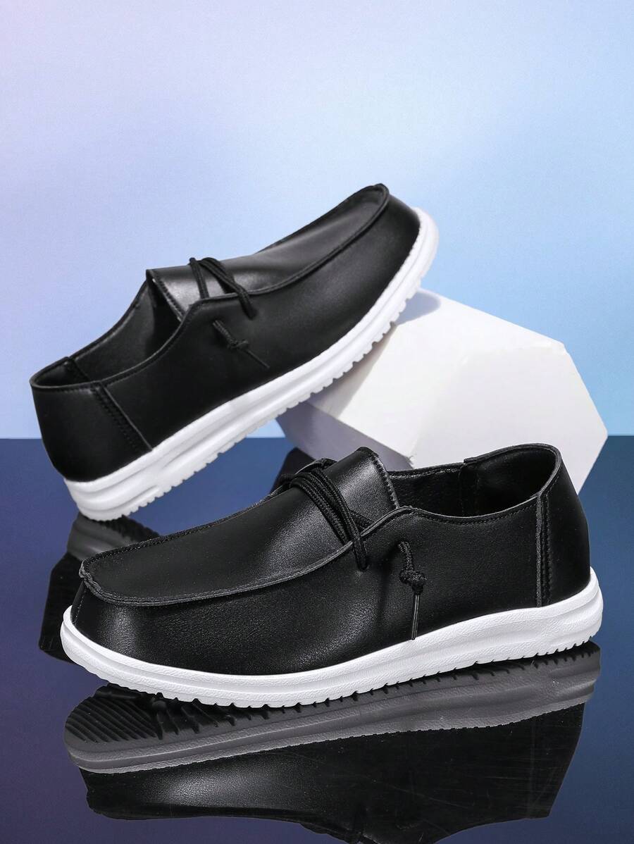 New Men's Fashion Casual Minimalist Versatile Soft Bottom Black Loafers, Slip-On, Non-Slip, Wear-Resistant Athletic Sneakers, Suitable For Men's Outdoor Activities And Daily Outfit