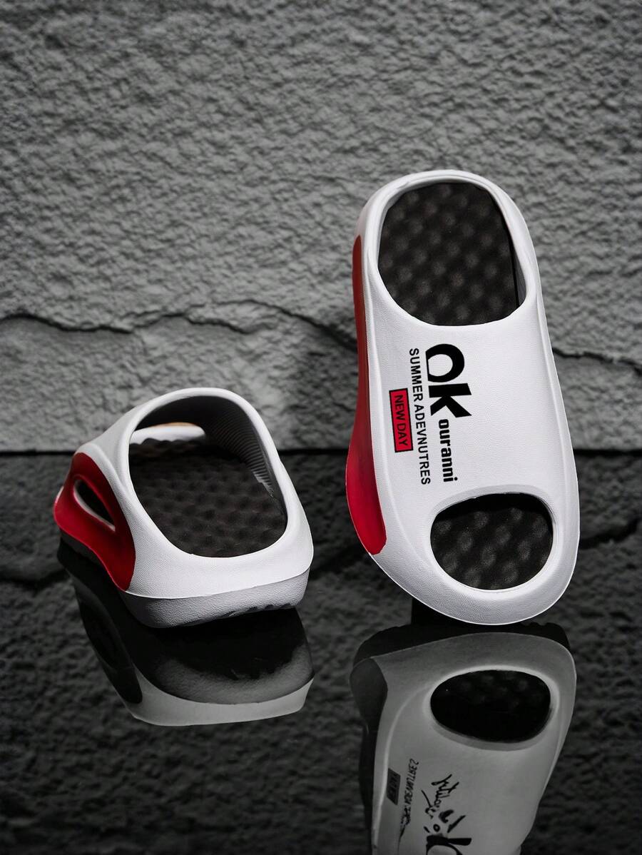 XX 1 Pair Cartoon Street Vintage Cute/Asymmetric EVA Couple Slippers, Massage Arch, Indoor Outdoor, All Season