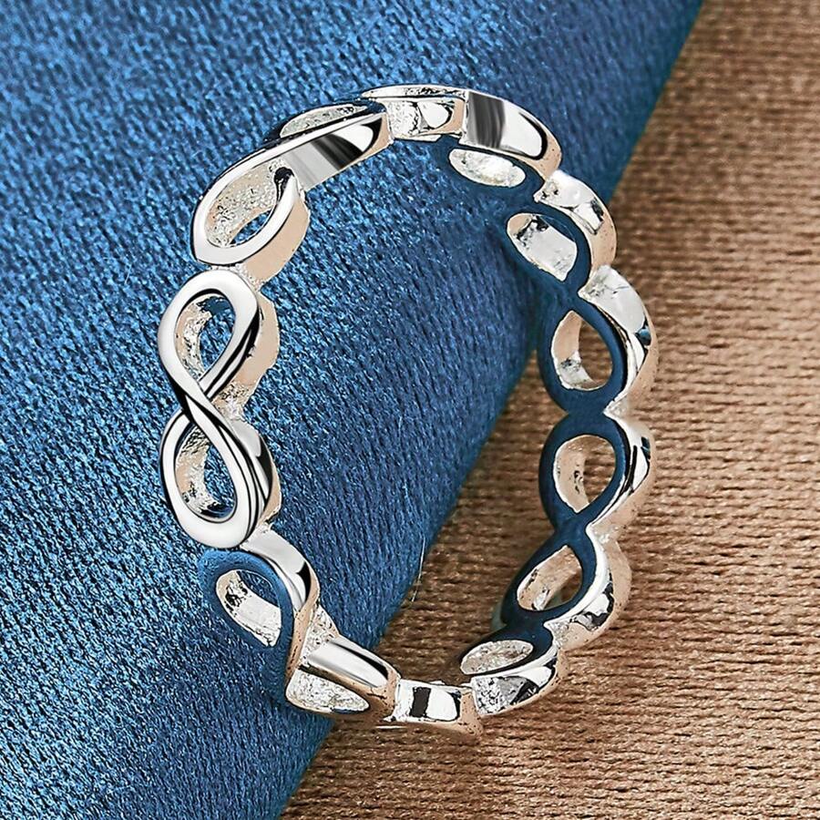 Eleganter 925 Sterling Silber Ring mit Unendlichkeitssymbol Design, tolles Geschenk für Damen, perfekt als Geschenk zum Erntedankfest, für den täglichen Gebrauch, Feiertage und Geschenkanlässe, im vintage-boemischen Stil