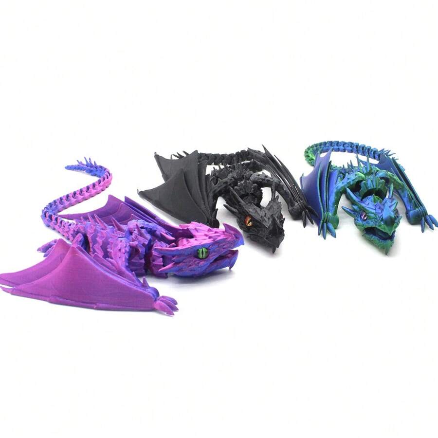 1pc Laser Holographic 3D Printed Flying Dragon With Joints Model, Gift Chinese Dragon Creative Collection Aquarium Decoration, Home Decor Room Decoration Gothic