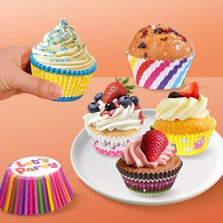 200 piezas de envases para cupcakes de colores surtidos - diseños variados para fiestas y días festivos, aptos para Halloween, Navidad, Pascua y Acción de Gracias
