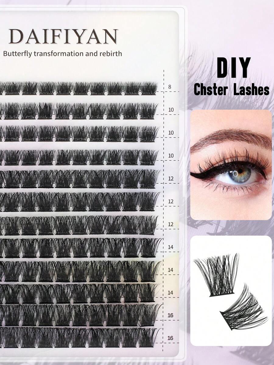 1 caja/144 piezas Pestañas postizas naturales de tipo C, de diseño de fusión en caliente, adecuadas para fiestas, maquillaje y eventos
