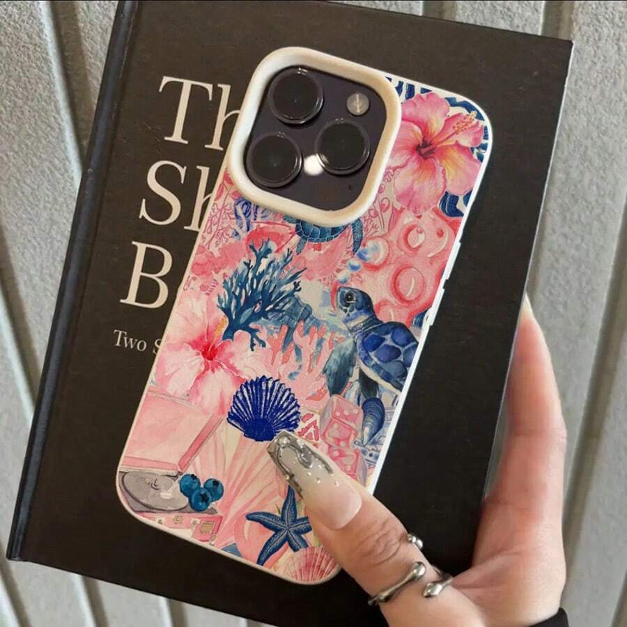 1pc Colorful Turtle, Flower, Coral Pattern TPU Material Phone Case Fits // Phones