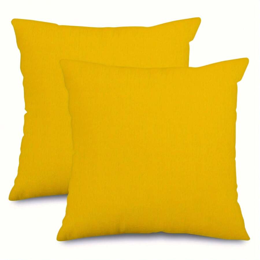 2pcs Decorative Pillow Covers With Nordic Style Solid Yellow Pattern, Made Of Polyester, With Zipper, Removable & Washable, Suitable For Bedroom, Living Room, Sofa Decoration (Pillow Insert Not Included), 45x45cm