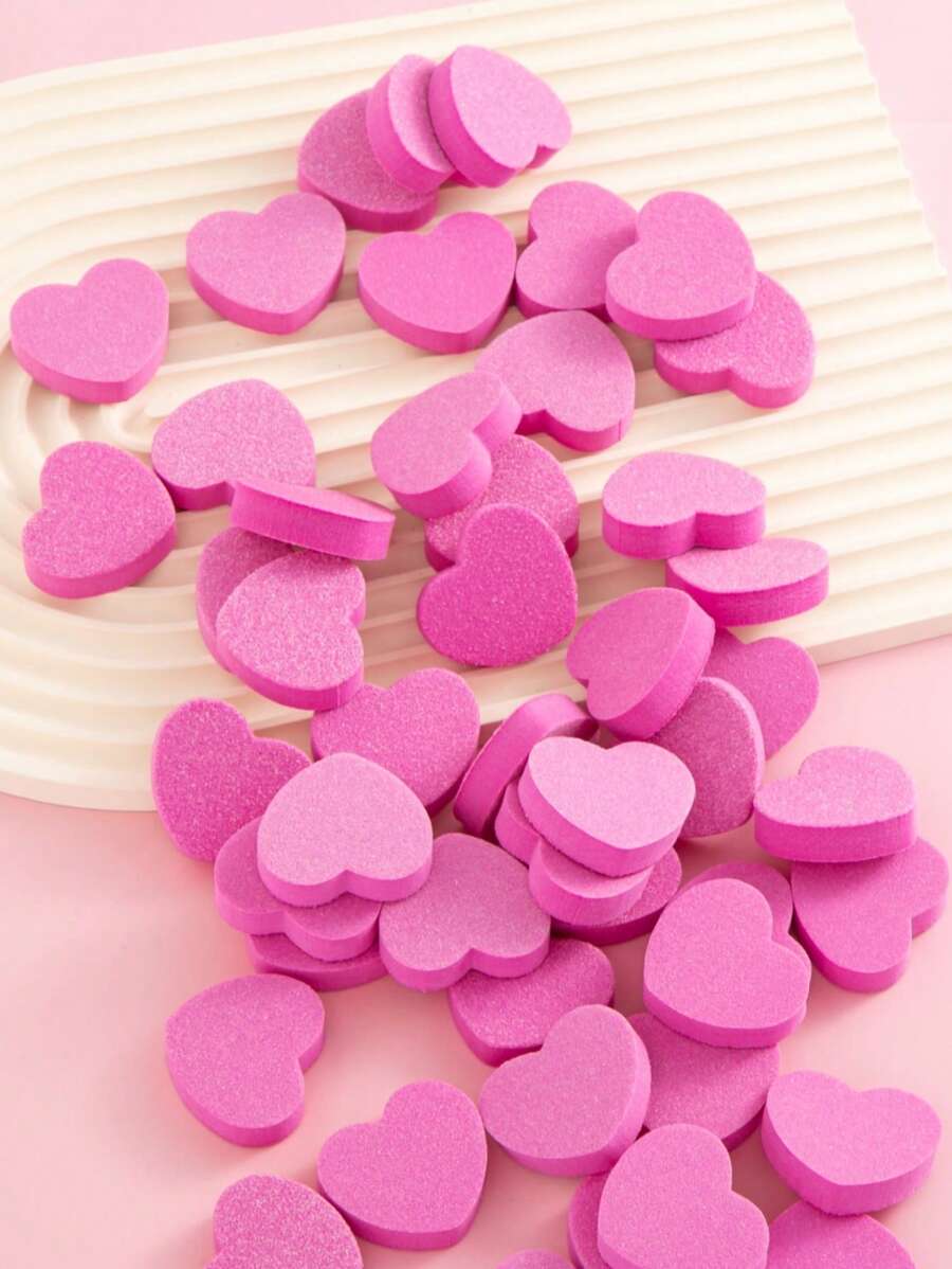 50/30/10pcs Heart Shape Mini Nail Buffer Block,100/180 Grit Double-Sided Sponge Nail File,Professional Nail Polishing Tools For Shaping And Smoothing,Suitable For Manicures And Pedicures