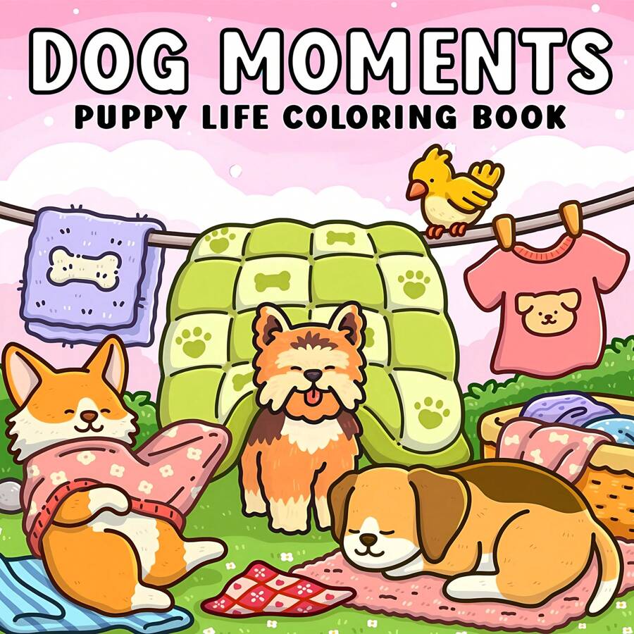 DOG MOMENTS: Coloring Book For Adults Featuring Cute Cozy Daily Activities For Relaxation (Cozy Spaces Coloring),Back To School,School Supplies