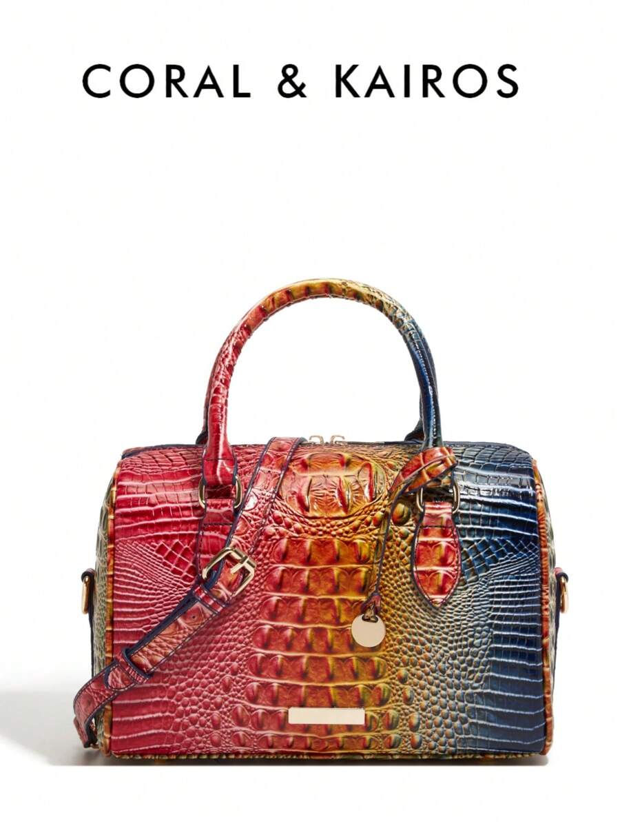 Luxusmarken Tasche 2025 Neue Damenhandtasche mit großer Kapazität, zweifarbiger Krokodil Textur Schultertasche, Nischen Design Reisekissen Umhängetasche, Stil und Muttertasche