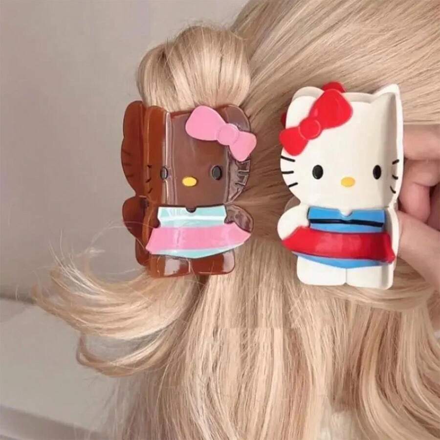 Sanrio 1pc Cute Cartoon Animal Claw Barrette, Bohemian Acetate Hair Clip, Summer Beach Vacation Style Hairpin Fashion Hair Accessories Beauty Claw Clips Cute Hair Claw