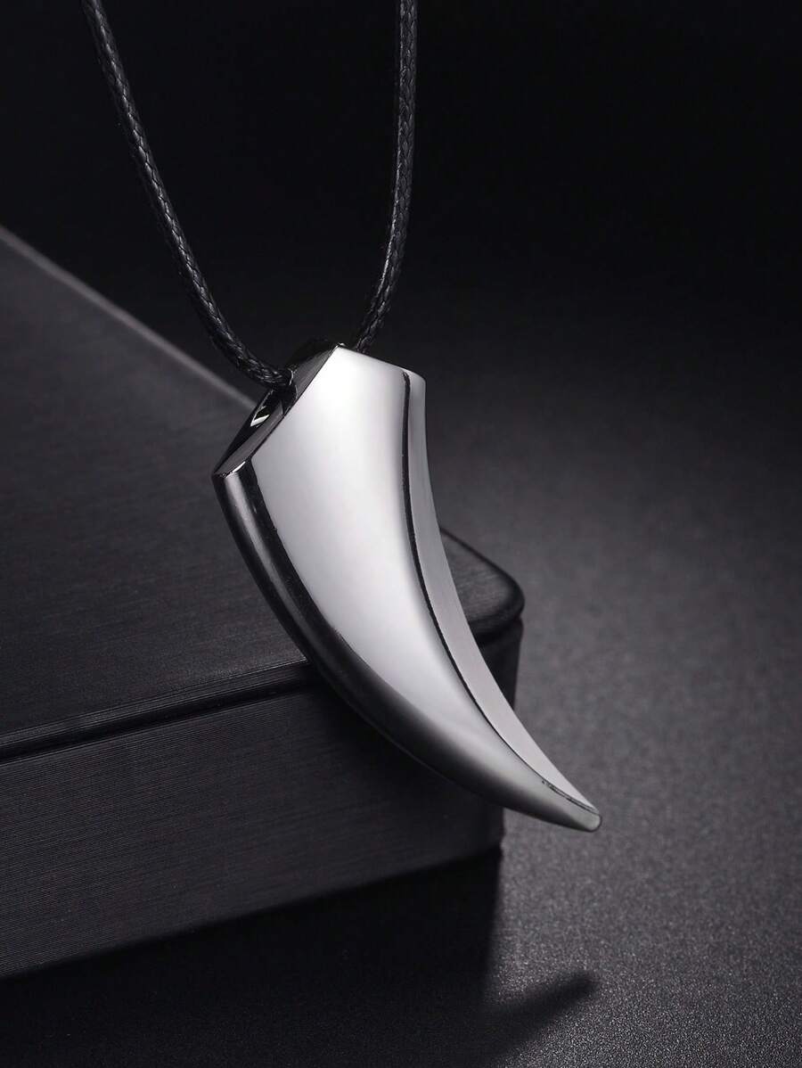 1 Pc Punk Hip Hop Stainless Steel Crescent Tooth Spike Pendant Necklace Men Women Fashion Wolf Tooth Chain Necklace Jewelry