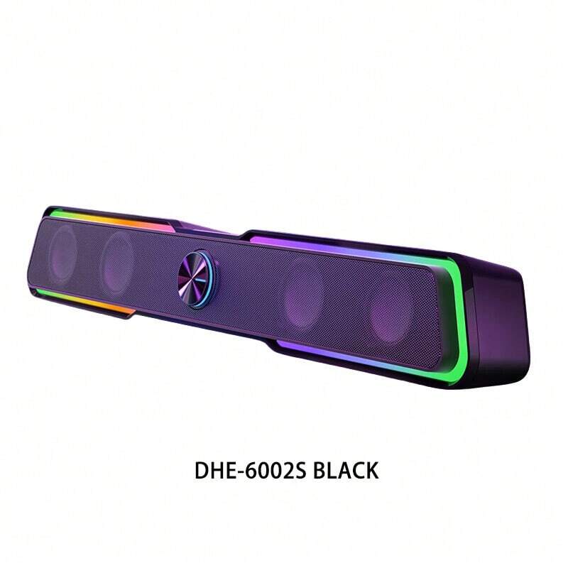 HP Computer Speakers DHE-6002S Cool Lighting Effects Dynamic Lighting Effects Wired And Bluetooth Dual Modes Touch Operation Separate Knobs Strong Bass Wide Compatibility Black