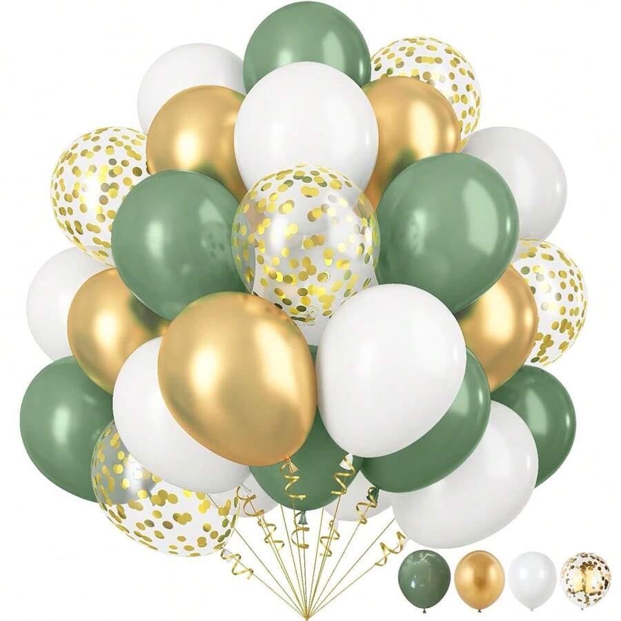 20/40 Stück salbeigrüne und goldene Luftballons-Set, geeignet für Hochzeiten, Geburtstage, Jahrestage, Abschlussfeiern usw. - Vielseitiges Dekor für Innenfeierlichkeiten, Geburtstagsballons