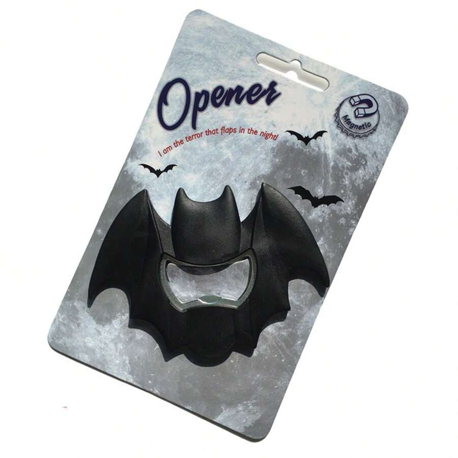 1pc Creative Cartoon Bat Shape Refrigerator Magnet Bottle Opener, The Strong Magnetism On The Back Can Absorb The Refrigerator And Iron Cabinet, The Size Is Ergonomic, Easy To Open The Bottle, Creative Kitchen Supplies, Gifts, Home Decoration, Refrigerator Decoration, Halloween