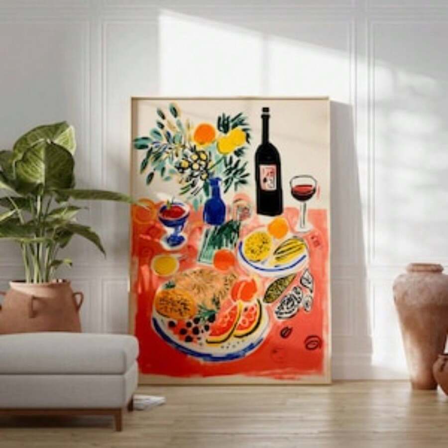 1 pièce Affiche d'art de cuisine vintage pour la décoration de table de dîner, peinture sur canevas, cadeau pour le chef, sans cadre