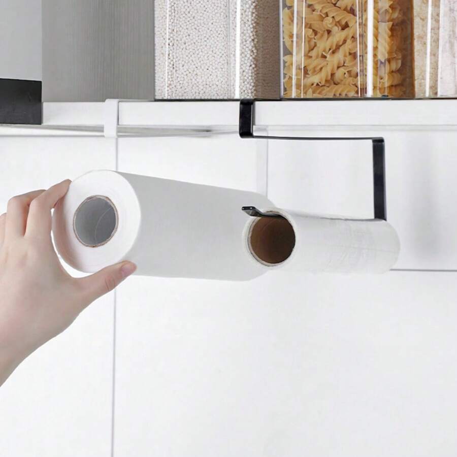 Kitchen Roll Paper Rack, Cabinet Paper Towel Rack, Non Perforated Towel Hanging Shelf, Iron Cling Film Storage Rack, Wall Mounted