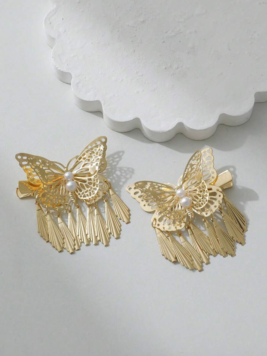 2 pièces Pinces à cheveux en métal papillon, design original haut de gamme pour un usage quotidien et festif, accessoire pour cheveux, pinces, barrettes, pinces à cheveux