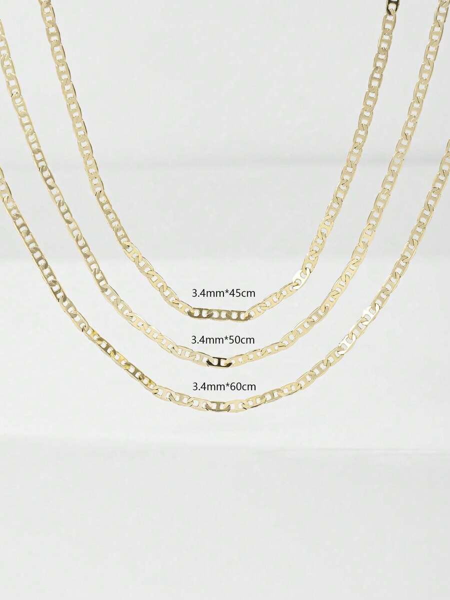 1pc New Korean Style Simple Copper Day Shape Necklace Chain 45cm-60cm, Unisex Design Suitable For Pendant Necklaces, Daily And Festival Wear