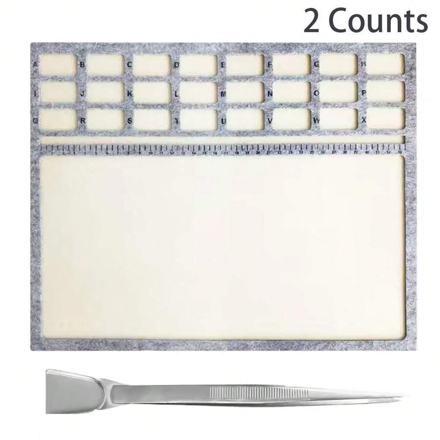 2 Counts Flocking Bead Mats And Stainless Steel Band Tweezers For Making Jewelry Accessories