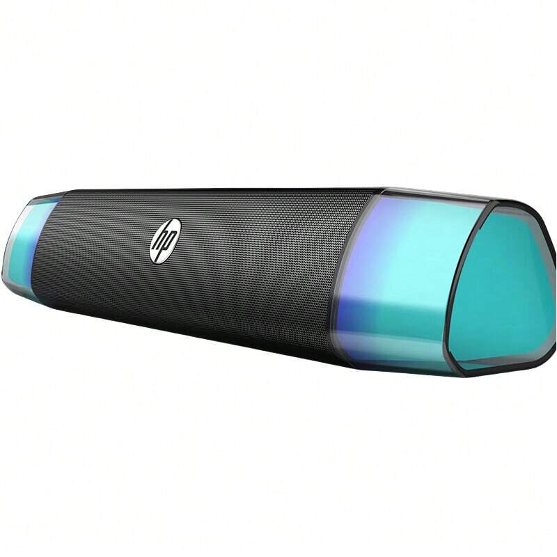 HP مكبر صوت سطح المكتب DHE-6010 ضوء LED بارد وحدة جهير قوية متوافقة مع أجهزة متعددة مكالمة صوتية عالية الدقة جودة صوت بمستوى HIFI التوصيل والتشغيل مريح وسريع أسود