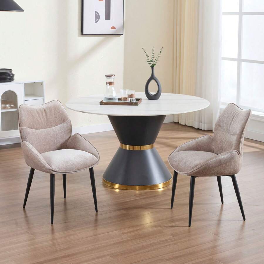 chairus Set di 2 sedie da pranzo moderne chairus, sedie da cucina imbottite in ciniglia con gambe in metallo, sedie da ricevimento con schienale per sala da pranzo, soggiorno, balcone