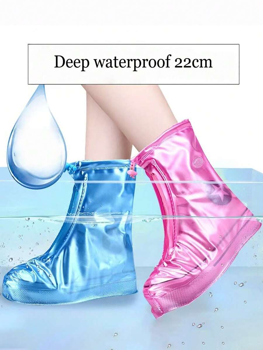 1 Pair Waterproof, Thick, Anti-Slip Transparent Disposable Shoe Covers, Suitable For Outdoor, Rain Boots Or Snow Boots, Unisex