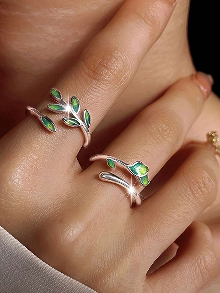 Sterling Silver Wrap Ring Retro Leaf Design Suitable For Men And Women High Quality Adjustable Ring Gift For Family/ Friends/ Lover