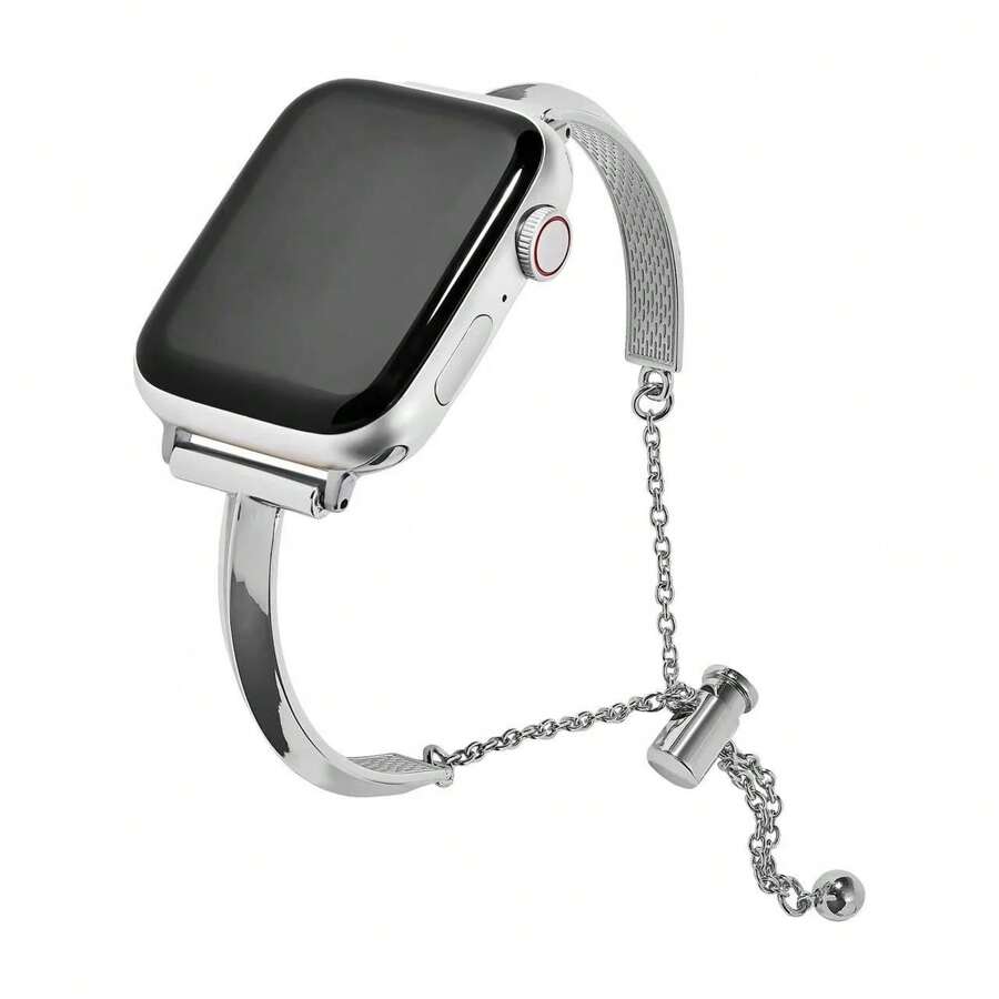 1pc Women Stainless Steel Replacement Watch Band Compatible With Apple Watch 38mm 40mm 41mm 42mm 44mm 45mm 46mm 49mm, Fits Apple Watch SE Series 1-10, Slim Versatile Bangle Bracelet For Men/Women